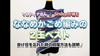 【 ぽっちゃり君２玉 】ななめかごめ編みのベスト 【sheepl】