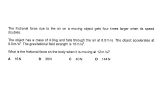 2023SPp1q3 Frictional force on falling object when speed is doubled