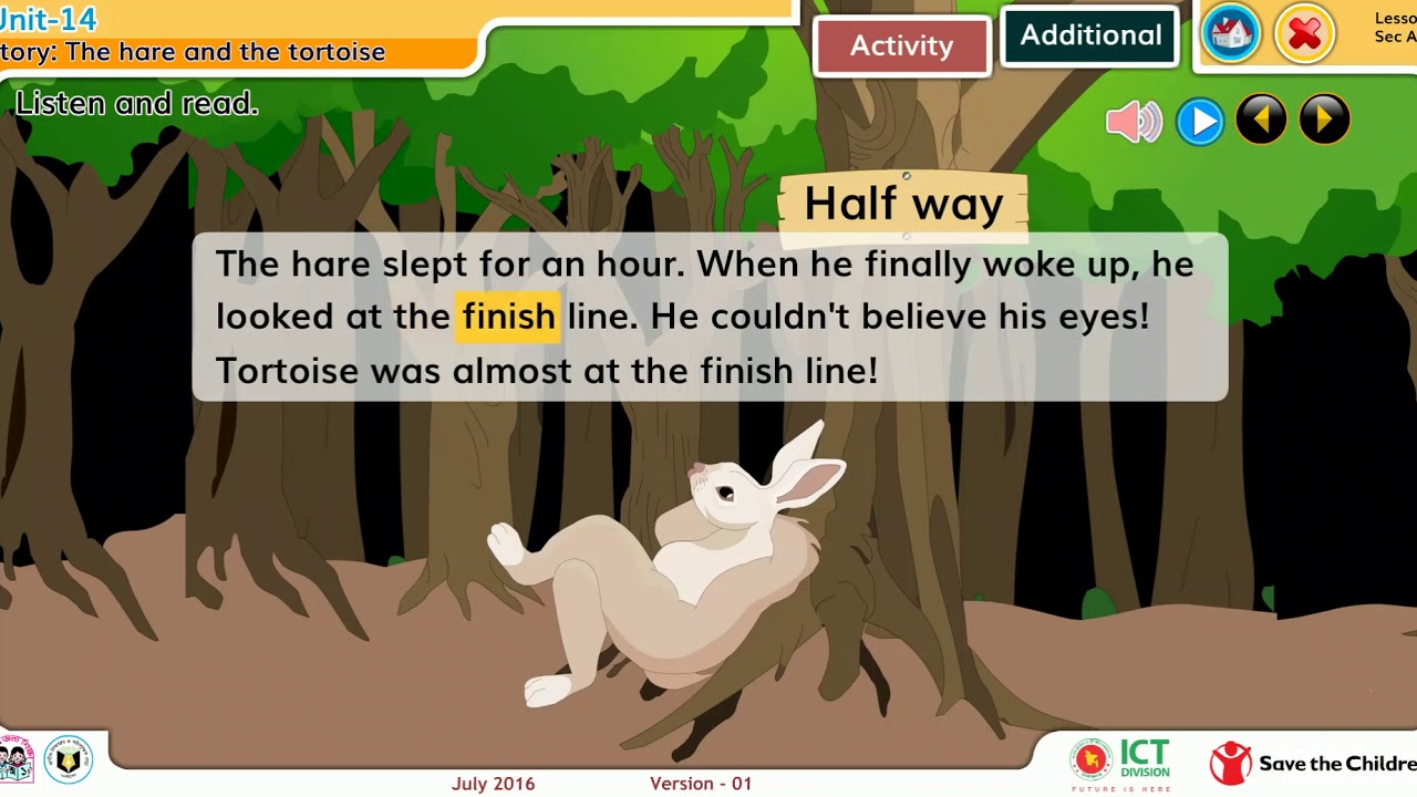 Tortoise Lesson CLASS FIVE ENGLISH UNIT 14 STORY THE HARE AND THE TORTOISE LESSON 2 ...
