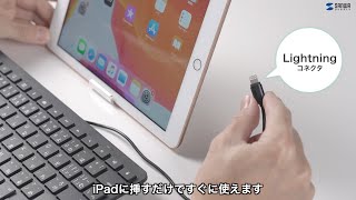 Lightningコネクタ搭載のiPad専用キーボード。学校やオンラン授業に最適！接続するだけですぐに使える。軽量コンパクトで持ち運びに便利。　SKB-IP3BK