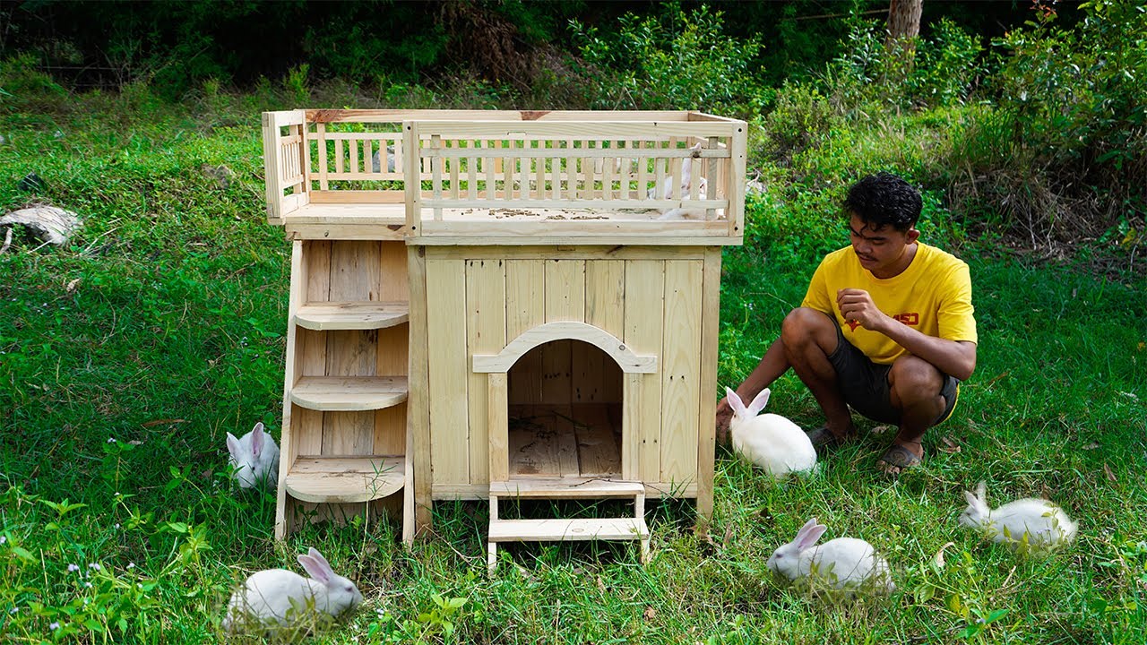 Making Rabbit House Build Most Impressive Wooden Craft House for Rabbits - YouTube