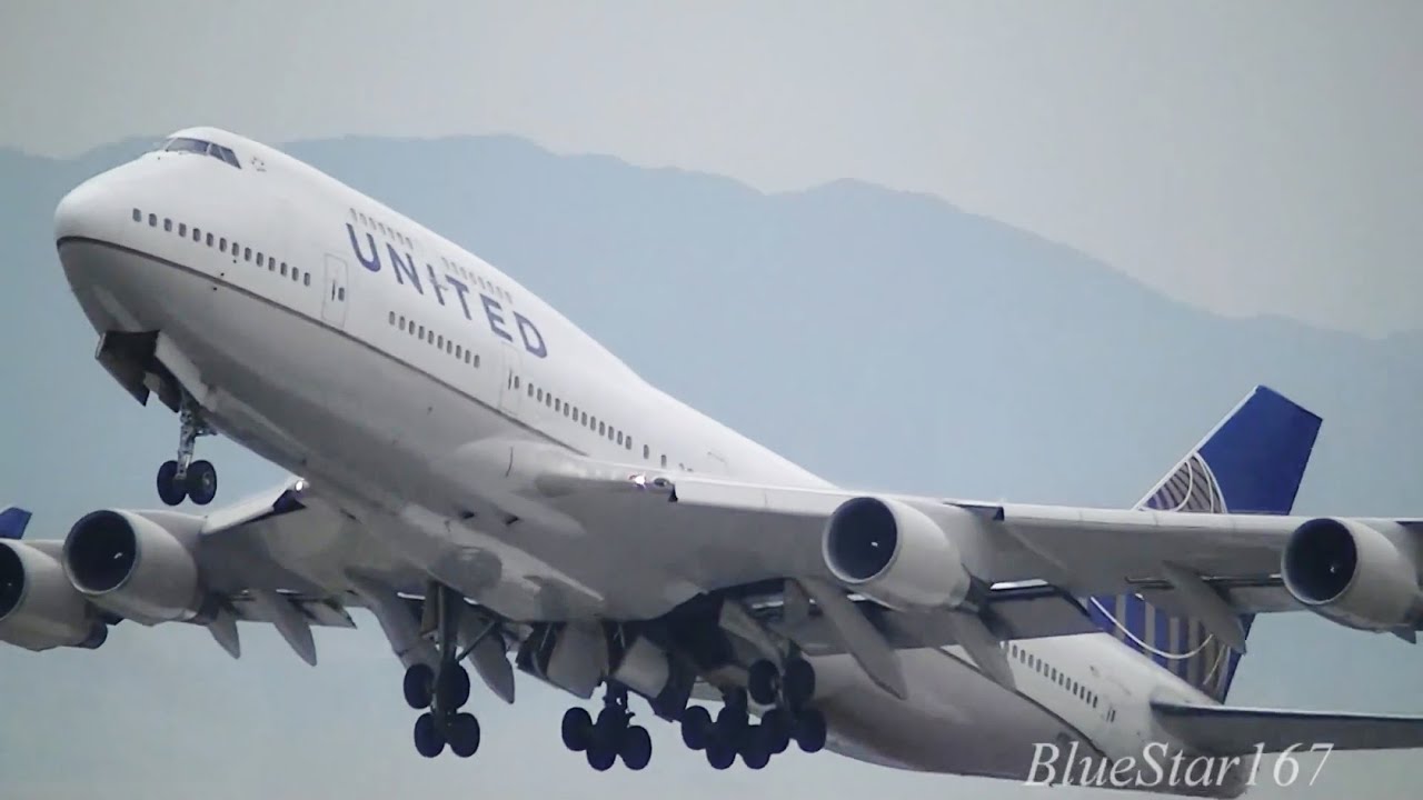 United Airlines Boeing 747-400 (N119UA) takeoff from KIX/RJBB (Osaka - Kansai) RWY 06R