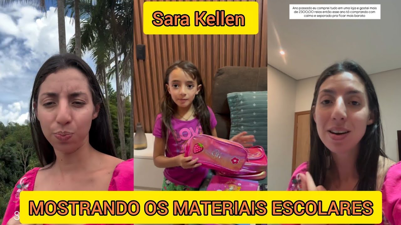 SARA KELLEN MOSTROU OS MATERIAL ESCOLAR QUE COMPROU PRA ANINHA 