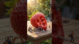 🍓🚰 Tiny workers Giant strawberry juice operation. #futuretech #ai #robot #oddlysatisfying #scifitech
