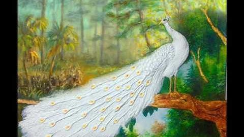 Tranh đắp nổi 3D, tranh phù điêu chim công, Sculpture and relief peacock. Tranh tường đắp nổi.