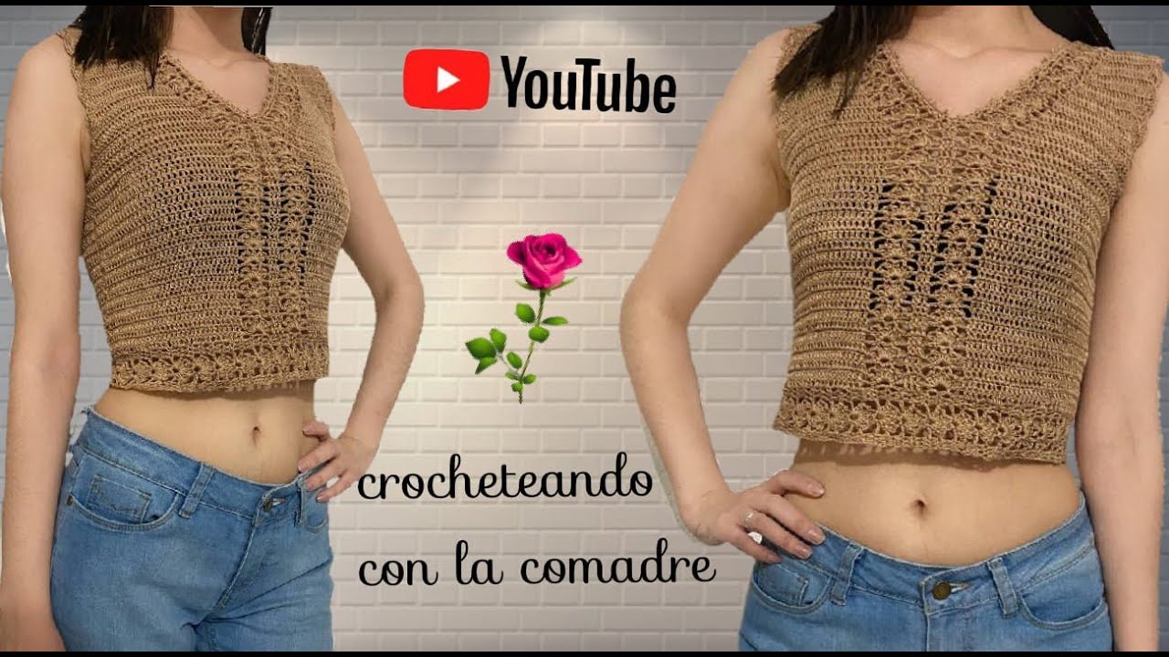 💖tutorial blusa o top cuello V tejido a crochet parte #1 fácil rápido  crocheteando con la comadre - YouTube