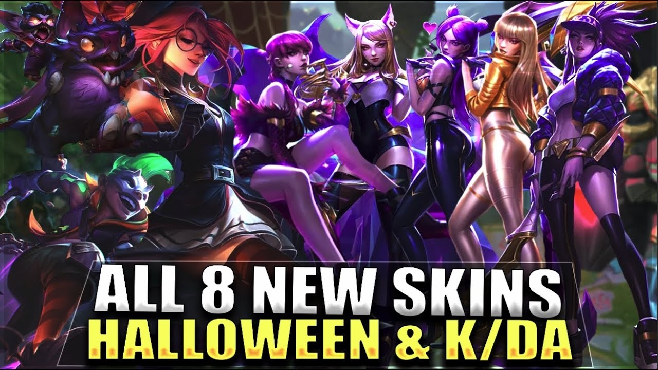 ALL 8 NEW SKINS 8.21 - Halloween & K/DA: Ekko, Kled, Janna, Ahri, Akali, Evelynn, Kai'Sa