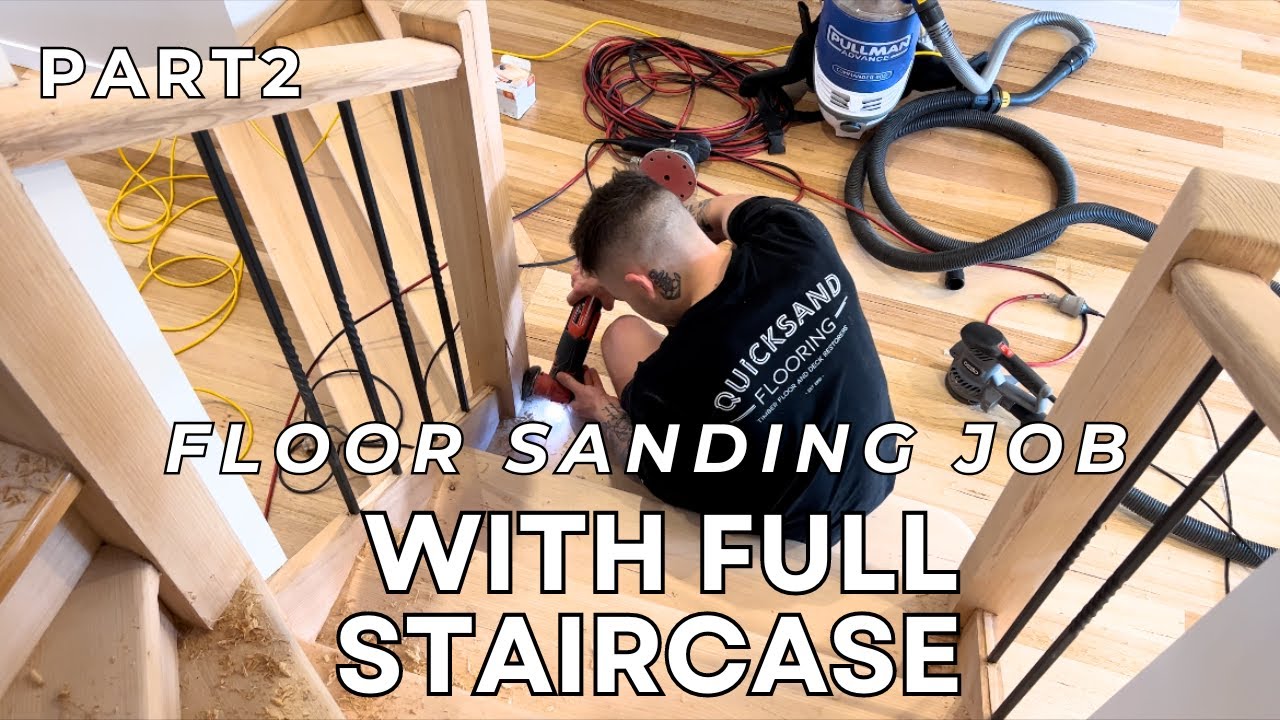 Full Staircase | Floor Sanding Job | Hardwood Floor Refinishing | Machine ASMR | PART2