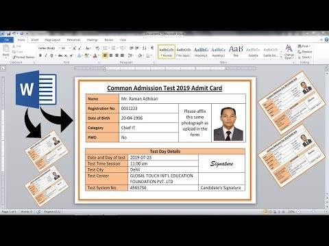 How to make Admit Card In ms word || Microsoft office 2010 tutorial ||