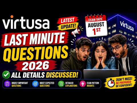 Last minute Questions? 💀[Virtusa] Most Asked | All Repeated Questions & Answers 2027💀😍 |