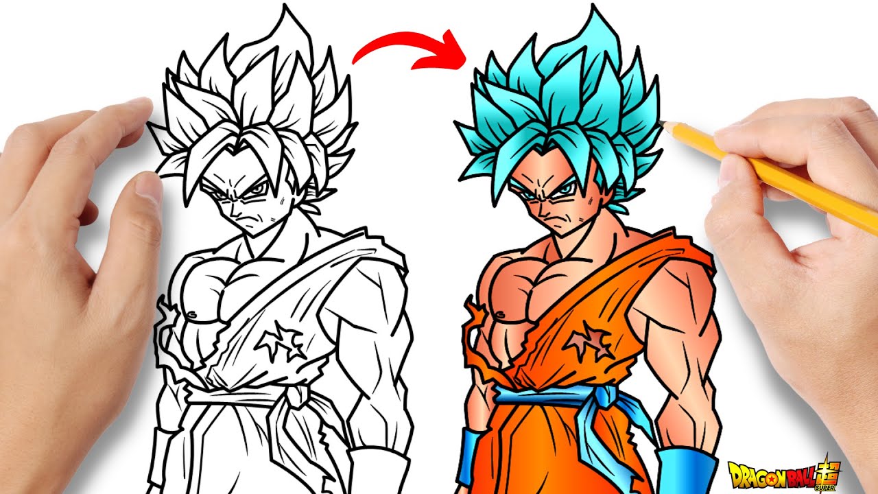 Como desenhar Goku Super Sayajin Blue/How to draw Goku Super Saiyan Blue 