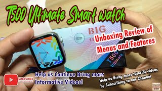 T500 Ultimate Smart watch Unboxing Review of Menus and Features screenshot 5