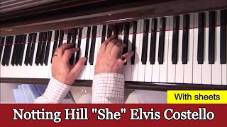 NOTTING HILL - She (Elvis Costello Version) - Piano chords