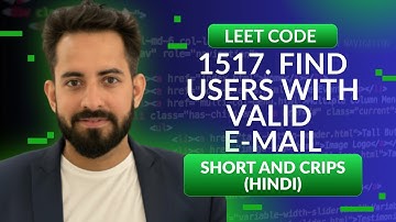 Leetocode 1517. Find Users With Valid E-Mails | SQL | Hindi | Leetcode | TOP 50 SQL LEETCODE | DATA