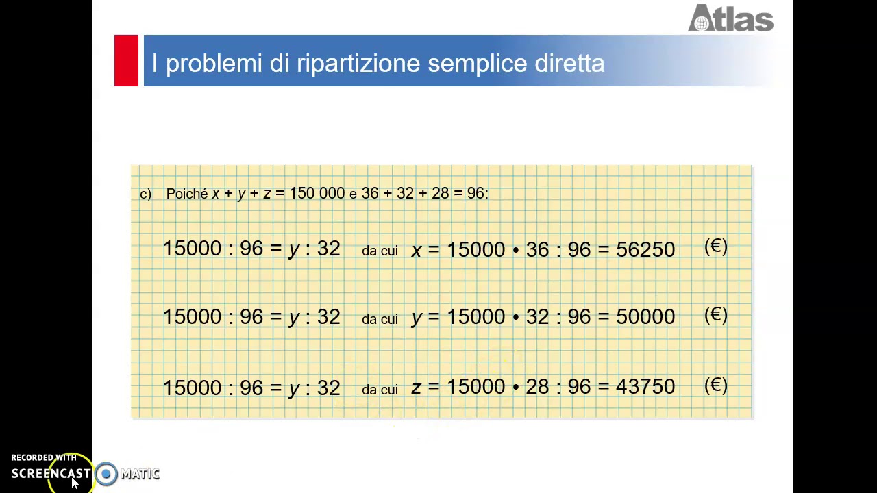 I problemi di ripartizione semplice diretta e inversa
