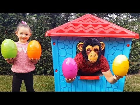Learn Colors With Colored Eggs, Öykü and Cute Monkey