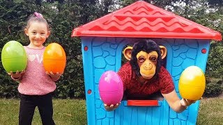 Learn Colors With Colored Eggs Öykü And Cute Monkey