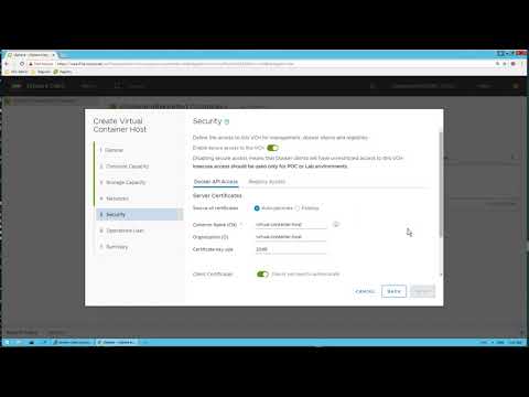 VMware vSphere Integrated Containers Virtual Container Host Creation Wizard
