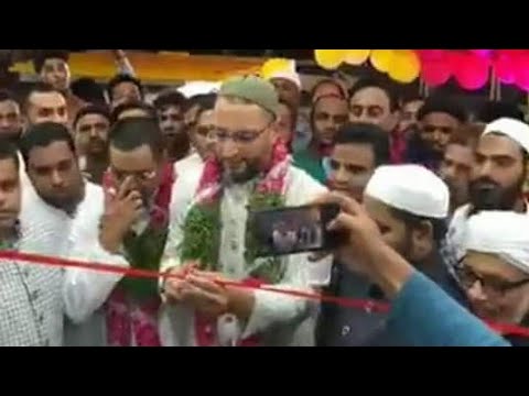 ASADUDDIN OWAISI INAUGURATING AS SALAM RESTAURANT - YouTube