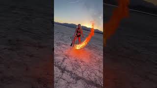 Giant Fire Spinning Wheel | Fire in the Desert #shorts #gracegood