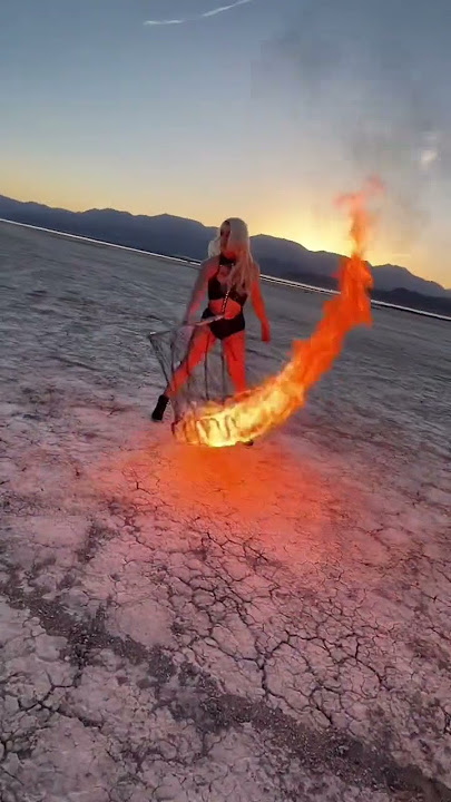 Giant Fire Spinning Wheel | Fire in the Desert #shorts #gracegood