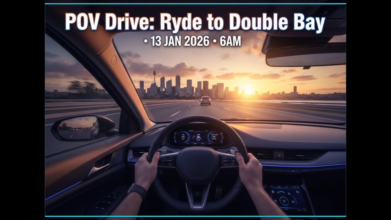 Sydney Early Morning Drive Ryde to Double Bay via Gladesville & ANZAC Bridge 6AM POV 20km in 30Min