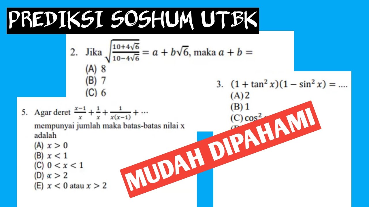 Soal Prediksi TKA SOSHUM UTBK SBMPTN 2020 Matematika No.1  