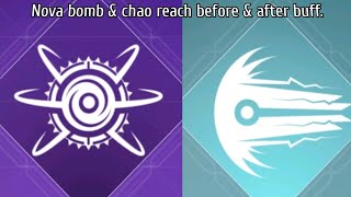 Destiny 2: Nova bomb & chaos reach before & after buff (dps)