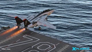 X-Plane 12.3.0 The Reunion Island F-14 Tomcat - Takeoff Aircraft Carrier