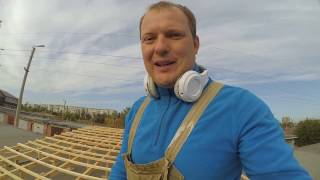 Ремонт крыши гаража Ондулином ч.2. Обрешётка, настил (Октябрь 2016)