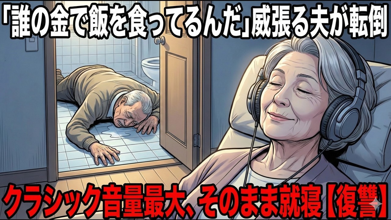 「誰の金で飯を食ってるんだ」と威張る夫がトイレで転倒。私はクラシック音楽の音量を上げ、そのまま眠りについた。