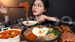 ENG SUB)Skirt Steak Bibimbap Pork &kimchijjigae Kimchi Stew Mukbang ASMR Korea Real Sound Eating