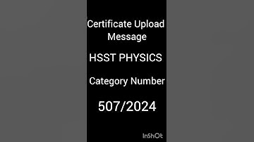 HSST PHYSICS certificate Upload message