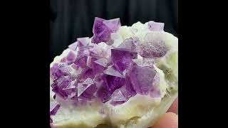 Video preview: Grape-Purple Octahedral Fluorite with Quartz — Zhejiang | Natural Mineral Specimen