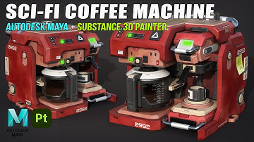 Sci-Fi Coffee Machine | Autodesk Maya + Substance 3D Painter
