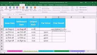 ACCRINTM Financial Function with Example in MS Office Excel Spreadsheet 2016