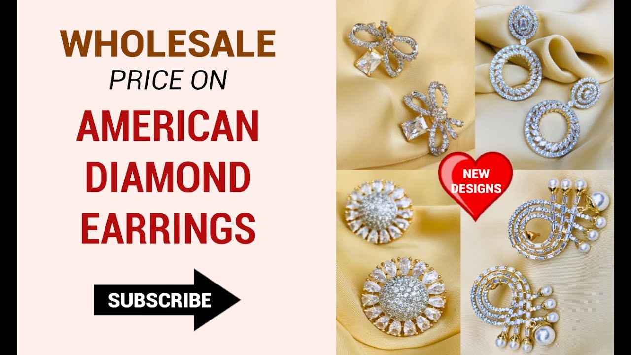 American Diamond AD Earrings for Wholesale Price | Ad Earrings on Wholesale Market in Surat