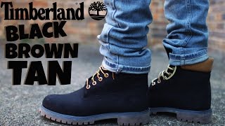 black and tan timberlands