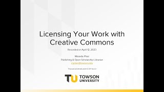 Licensing Your Work with Creative Commons | Research University