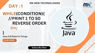 While Loop in Java || Reverse Order Printing || Print Numbers from 50 to 1 Using While Loop in Java.
