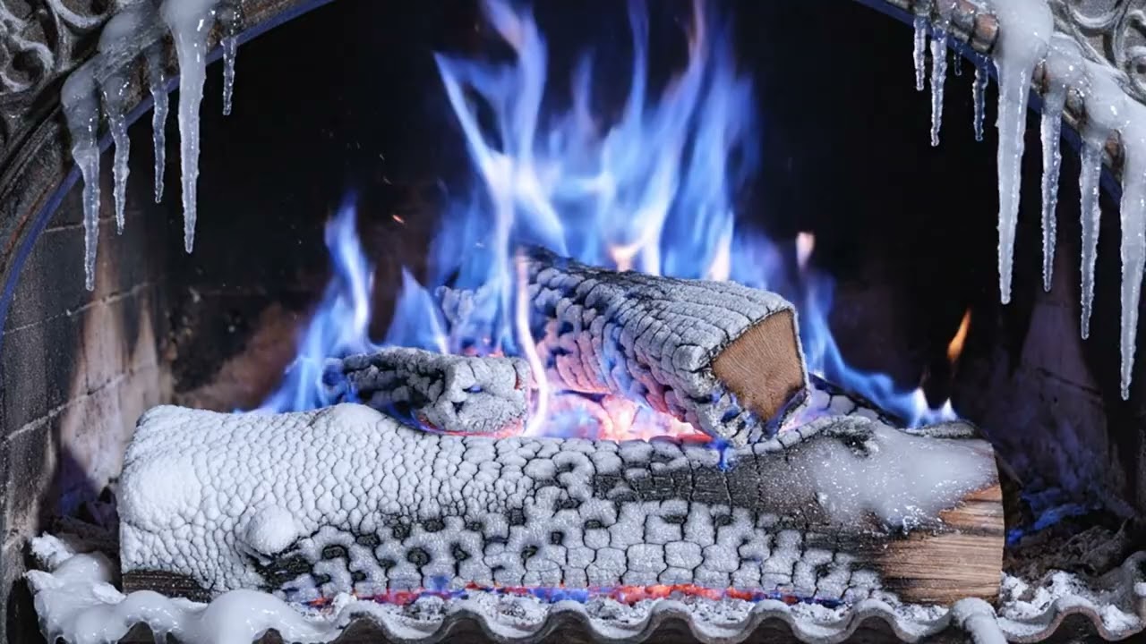 The Ice Fireplace: A Surreal Journey of Frost and Flame 1 Hour 4K