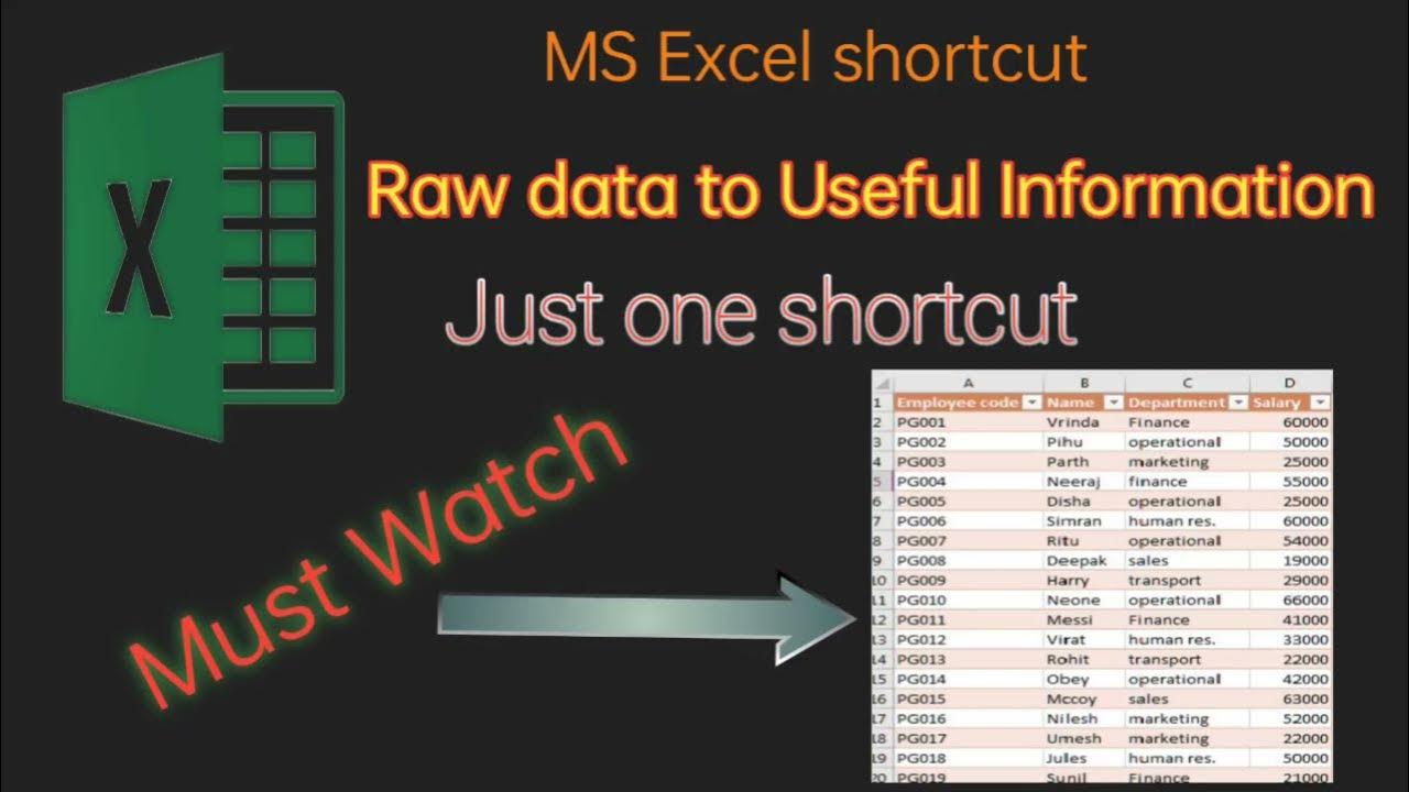 Convert raw data into useful information just one shortcut in Ms excel ...