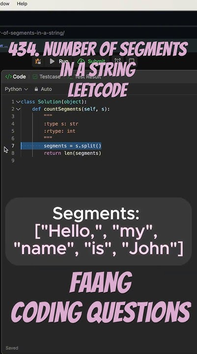Leetcode 434 - Number of Segments in a String #leetcode #python #faang ... image.