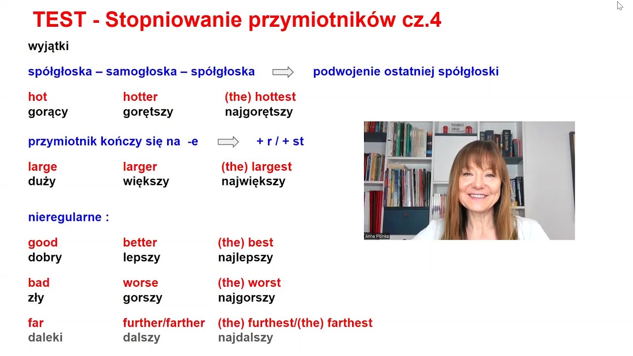 Stopniowanie Przymiotników Sprawdzian Kl 4 TEST - Stopniowanie przymiotników - część 4 (poziom A2/A2+) - YouTube