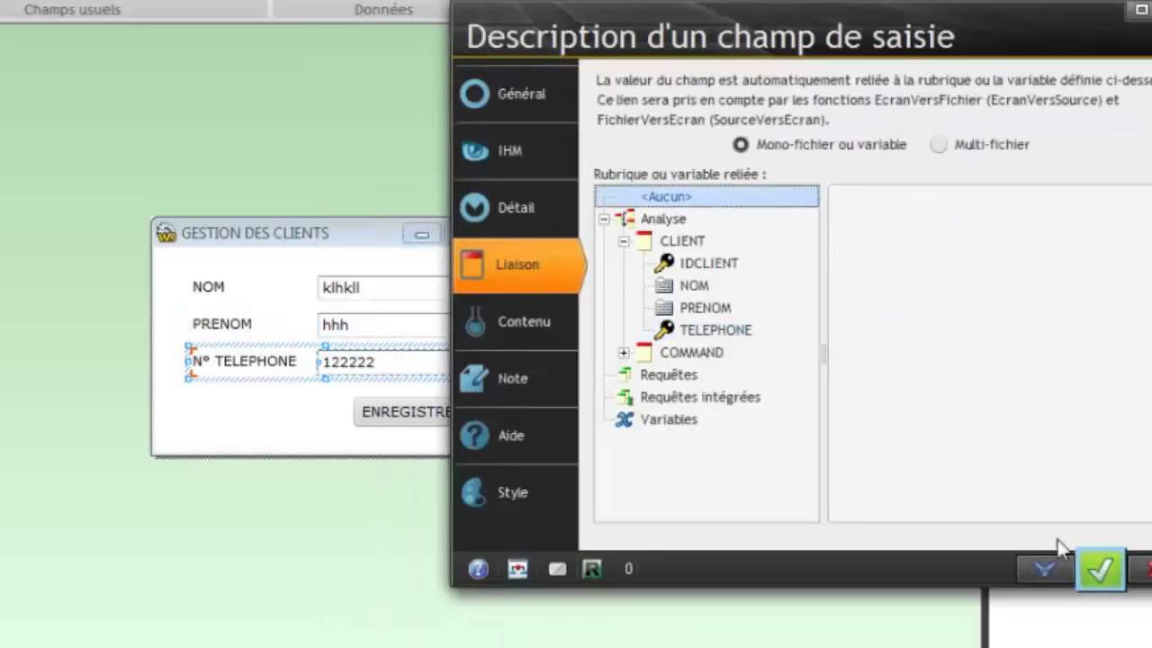 Enregistrer des données sur Windev