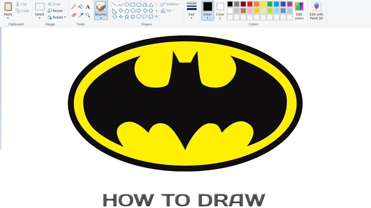 How to draw Batman logo on Computer using Ms Paint | Batman Logo ...