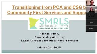 Server Transitioning from PCA and CSG to Community First Services and Supports (CFSS) Tutorial