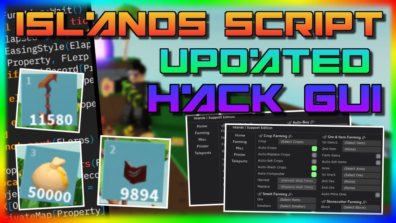 Updated Roblox Islands Gui Hack Script Infinite Item Farm Kill Mobs More Pastebin Youtube - roblox skripts pastebin