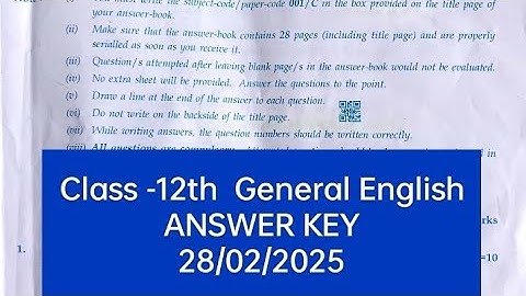 12th Class General English Board Exam 2025 Full Solved l Pseb Class12 General English Paper #pseb​