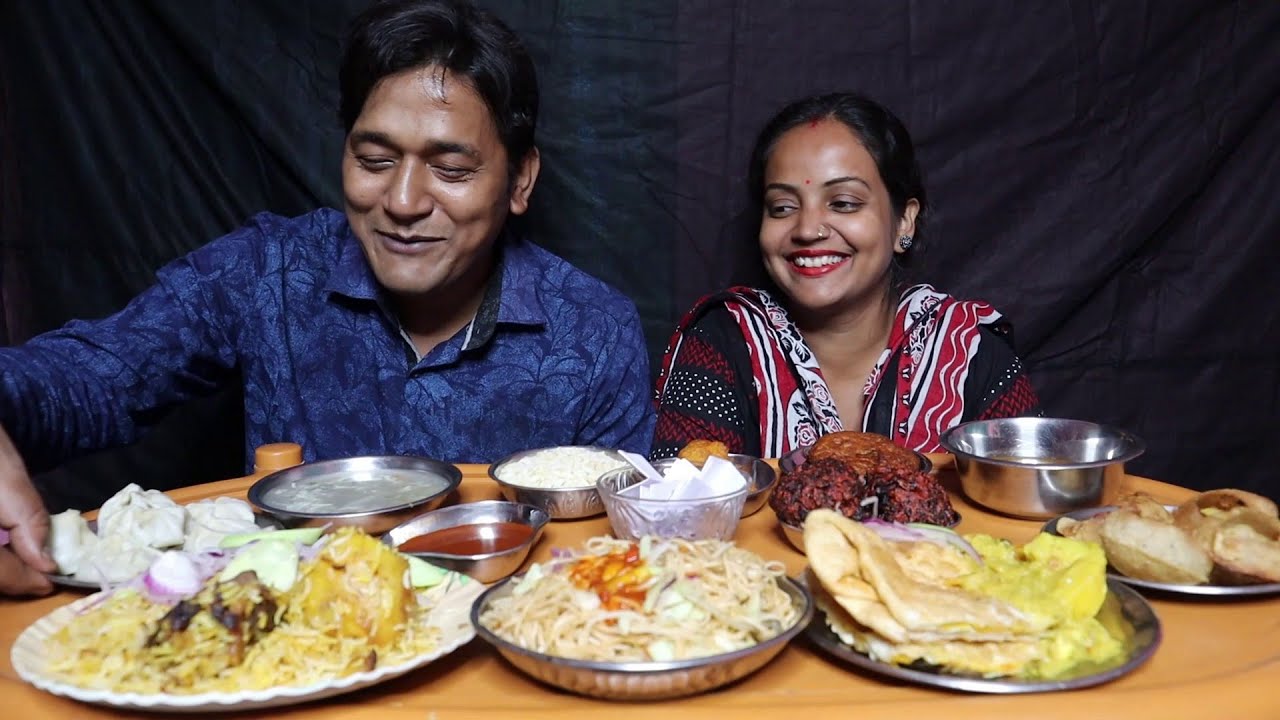 Best Funny Eating Show ( Husband & Wife ) | Mutton Biryani | Mughlai Paratha|Chicken Pakora|Fuchka .